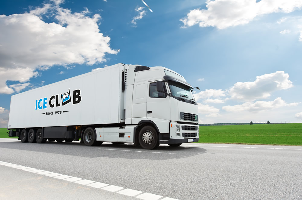 Ice Club truck on the road.